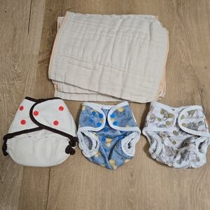 Newborn Cloth Diaper Covers Bundle With Osocozy Cotton Prefolds
